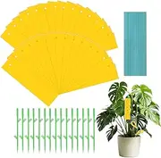 30 PCS Sticky Traps, KIKISML Yellow Dual-Sided Sticky Insect Catcher with Twist Ties and Holder Fruit Fly Fungus Gnat Trap for Whiteflies Mosquitos Fungus Aphids Indoor Outdoor Use, Yellow