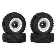 4PCS 1.55 Metal Beadlock Wheel Rim Tires Set for 1/10 RC Crawler Car Axial Jr 90