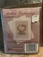 Janlynn Ribbon Embroidery FLORAL HEART NOTECARD NWT Heart Beginner Kit NWT