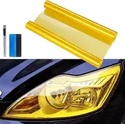 LZLRUN Extra-Wide Headlight Taillight Vinyl Tint Wrap 16 Inch x 60 Inch Roll Self Adhesive Fog Light Film Sheet Sticker Cover (Yellow)