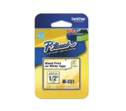 Brother M231 P-touch Label Tape 1/2" Black on White