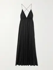 [Zimmermann] Zimmermann - Open-back Gathered Silk Maxi Dress - Black - 1 1 Black
