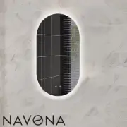 LED Bathroom Mirror - 600mm Frameless Oval - Defogger Pad, Touch Sensor Switch
