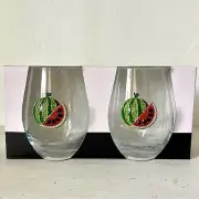 Rachel Zoe Stemless Wine Glass Set - Rhinestone Watermelons - Bling Watermelon