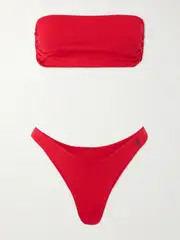 [The Attico] The Attico - Ruched Bandeau Bikini - Red - x large x large Red
