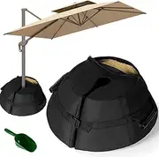 Umbrella Base Weight Bag Round 600D Heavy Duty Sand Bags Weatherproof Parasol Umbrella Stand Base Black Outdoor Umbrella Holder with Shovel for Umbrella Outdoor Courtyard