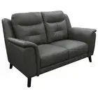 MALANIA TOP GRADE LEATHER 2-SEATER SOFA COUCH SETTEE GUNMETAL