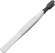 HOUDERCO Stainless Steel Flat Tip Bead Tweezers with Rubber Coating for Jewelry Repair Crafting and Precision Handling Durable and Comfortable Grip for Delicate Items
