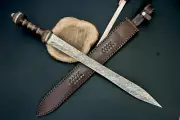 CUSTOM HANDMADE HAND FORGED DAMASCUS STEEL ROMAN GLADIUS SWORD ,COMBAT SWORD