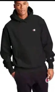 Champion Men's Reverse Weave Left Chest C Pullover, Black, X-Small