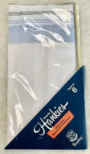 NEW Men’s 6 HANDKERCHIEFS CLOTH in Package w/Tag WEMBLEY Pin Stripe White Cotton