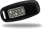 3D Sensor Pedometer Step Counting Device with Blue Backlight Clip-on Pedometer with Detachable Back Clip and Lanyard USB Charging Fitn Black