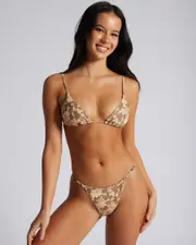 [Rhythm] Rhythm Women's Arcadia Paisley Sliding Triangle Bikini Top in Chocolate Brown Size 8 8 Chocolate Brown