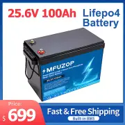 25.6V(24V) 100AH Lithium Battery Rechargeable LiFePO4 15000+ Deep Cycle Golf Car