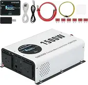 1500W Pure Sine Wave Power Inverter with Peak 3000W-12V to 240V AC Converter, Wireless Remote, 4 AC Outlets, 2 USB Ports and Type-C for RV, Solar Off-Grid