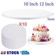 10PCS Masonite Cake Board 5mm White Round 10" 12" Baking Cake Cups Cases Boxes
