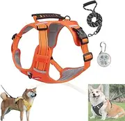 Cozy Harness, No Pull Dog Harness with Leash Set, Adjustable Dogs Vest with Reflective, for Easy Walking and Training for Small Medium Large Dogs (Orange,M)