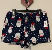 Old Navy Womens Medium Blue Santa Clause Print Pull-On Lounge Shorts NWT! A1332