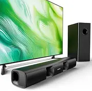 [Saiyin] Soundbar, 90W Compact Sound Bar with Subwoofer, 2.1Channel Home Theater Surround Sound System with Crisp Vocals and Deep Bass for TV, PC, Projector