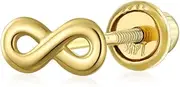 [Bling Jewelry] Petite Minimalist Real Yellow Gold Word Symbol Of Love Infinity Split Heart Stud Earring For Women Teen Girlfriend Secure Screw back