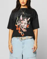 [ED HARDY] Ed Hardy Horns T-shirt Black Acidwash - Size 3XL 3XL Black Acidwash