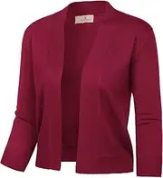 [GRACE KARIN] Women's 3/4 Sleeve Knit Cropped Cardigan Sweaters Open Front Bolero Shrugs Coat Tops S-3XL