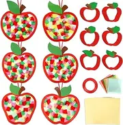 36 Sets Apple Crafts Kit for Kids Back to School Tissue Paper Sign DIY Color Your Own Activities Apple Window Art Suncatcher First Day of School Scratch Crafts for Classroom Preschool Decorations