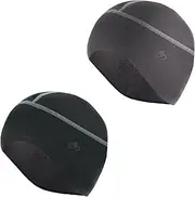 [Cozlly] Pack of 2 Bicycle Hat Winter Hat Men Women Warm Bike Cap Helmet Base Hat for Bicycle Helmet Breathable Cycling Hat Sports Hat Cycling Skiing Motorcycling Running Hat, Black, Grey, M