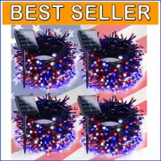 Vibrant Red White Blue Solar String Lights - Celebrate Independence Day Outdoors