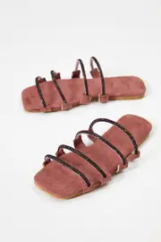 Purple Strappy Flat Slides - Size 7, Women's Trial Accs