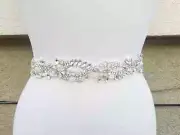 Wedding Belt, Bridal Belt, Crystal Rhinestones, Light Blue Opal stones & Pearls