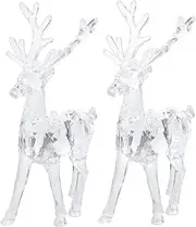 TOPPERFUN 8 Pcs Christmas Elk Holiday Tree Toy Deer Decor Reindeer Sculpture Transparent Elk Decor Tabletop Reindeer Ornament Decor for Office Table Top Xmas Elk Figurines Acrylic