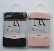 New 2 Pairs Danskin Freestyle Dance Footed Tights size 7-10 one Pink one Black