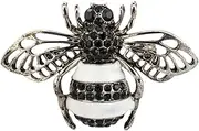 [Knighthood] Men's Black White And Silver Bee With Black Stone Detailing Brooch (KN-NWLT-BR-12)