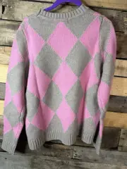 Women’s Boden Argyle Crew Neck Sweater Medium
