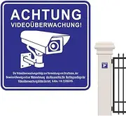 Camera Observation Sign - Adhesive 24-Hour Security Warning Signs,Waterproof Observation Labels Camera Alarm System Stickers for Home Business