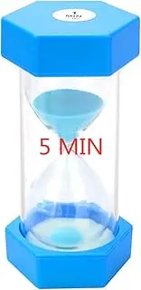 Hourglass Timer 5 Minutes: Plastic Sand Clock 5 Minutes, Large Blue Sand Watch 5 Min, Colorful Hour Glass Sandglass Timer for Kids, Games, Classroom, Kitchen, Decorative(5min, Blue)