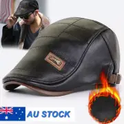 Leather Beret Hat Retro Newsboy Warm Cap Duckbill Visor Boinas Flat Caps For Men