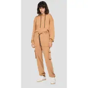 Replay Womens Sweat Pants Garment-Dyed Organic Fleece Cargo Brown