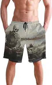 [XYMZR] Skeleton Trout Fishing Men's Swim Trunks Quick-Dry Bathing Suit Swimming Board Shorts S