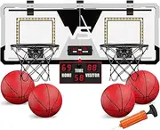 2 Player Basketball Game, Dual Shot Over The Door Mini Basketball Hoop Indoor with Scoreboard, Basketball Toy Gifts for Kids Boys Girls Adults, Suit for Bedroom/Office/Outdoor/Pool