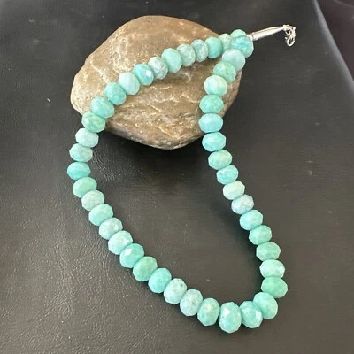 Sterling Silver 12mm Amazonite Bead Necklace Navajo Pearls 18" 17302