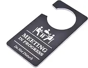 Meeting in Progress Do Not Disturb Room Door Hanger Sign Black Acrylic - for Business, Corporate, Home Office, Hotels, Workplace