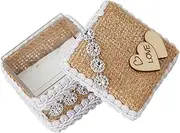 Garneck Box Rustic Jute Ring Box for Weddings and Engagements Handwoven Design with Lace Charming Flower Girl Accessory for Romantic Proposals and Elegant Presentation