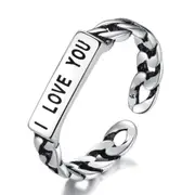 3PCS Copper Ring Fashion Woman Jewelry Retro Simple Adjustable Letters I Love You Ring