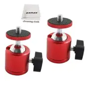 2 PCS Mini Swivel Tripod Ball Head with 1/4” Screw Thread Base Mount 360 Red