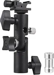 zolyet Camera Flash Mou lite Swivel Bracket Flash Stand Bracket with Cold Shoe Mou 1/4 Inch & 3/8 Inch Screw Hole Umbrella Mou Holder Flash Light Accessories Black