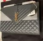 Hot! YSL Yves Saint Laurent Large Envelope Bag, Dark Smoke NWT Limited Cassandre