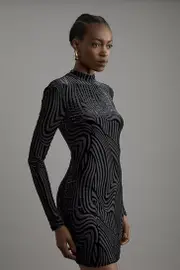 Velvet Devore Jersey Cut Out Mini Dress