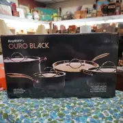 Berghoff's Ouro Black 8 piece chef Set sauce Casserole skillet stock pot copper